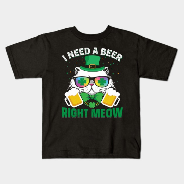 I Need A Beer Right Meow Kids T-Shirt by nmcreations